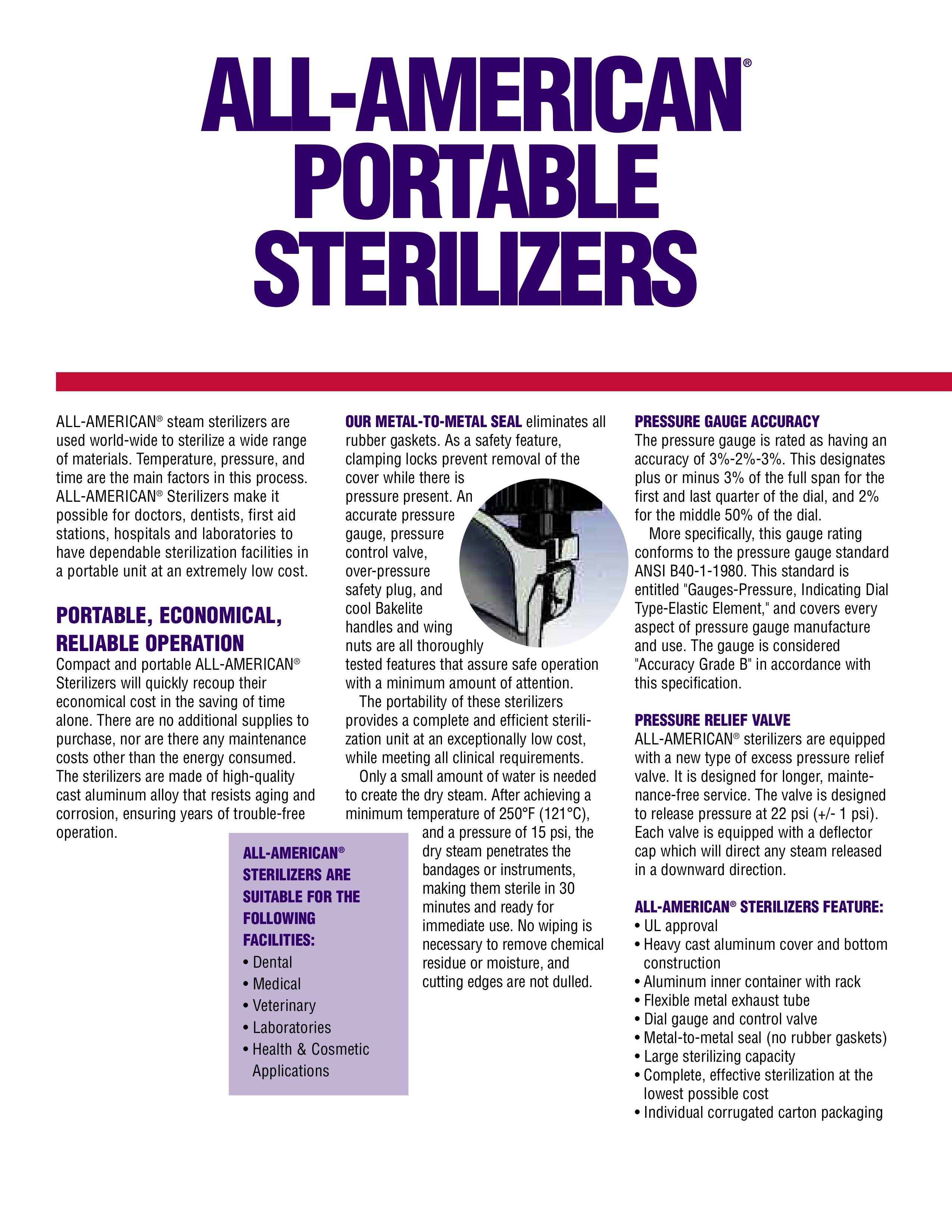 หม้อนึ่งความร้อนและความดัน Autocalve All American