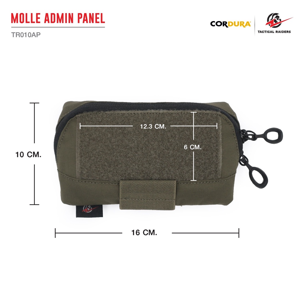 กระเป๋าเสริมติดเวส สีดำ-สีเขียว Molle Admin Panel [ TR010AP ] ( Tactical Rider )