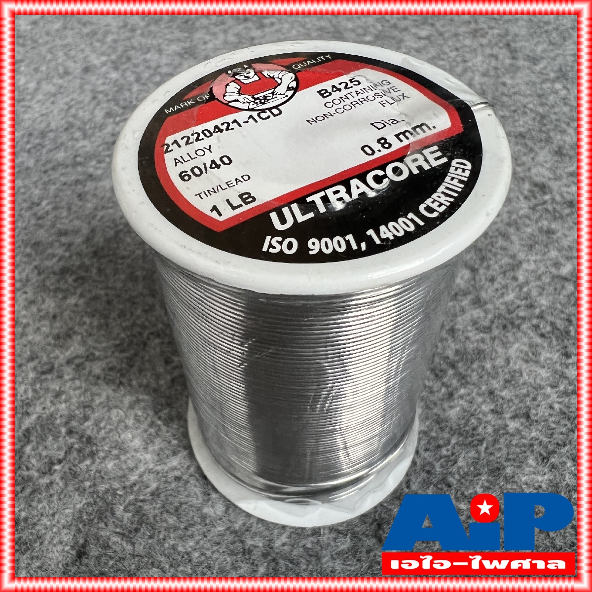 ULTRACORE ขนาด 0.8 มม หนัก 1 ปอนด์ ตะกั่วขด 60/40 ตะกั่วบัดกรี ตะกั่ว อุลตร้าคอร์ เอไอ-ไพศาล