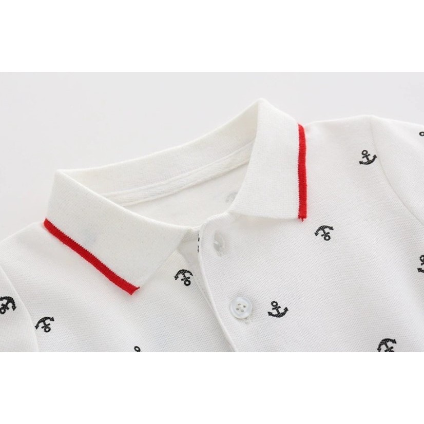 เสื้อผ้าเด็กอ่อน ชุดทารกชาย ชุดจั๊มสูท เนื้อผ้านุ่ม ลายสมอ มาพร้อมหมวก สินค้าพร้อมส่ง