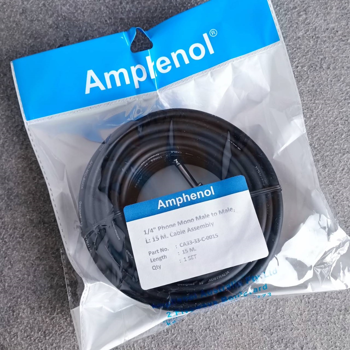ยาว15เมตร AMPHENOL สาย PHONE MONO หัวท้าย 15เมตร CA33-33-C-015 สายP.MIC MONOหัวท้าย สายแจ็คโฟนโมโน สายสัญญาณสำเร็จรูป เอไอ-ไพศาล