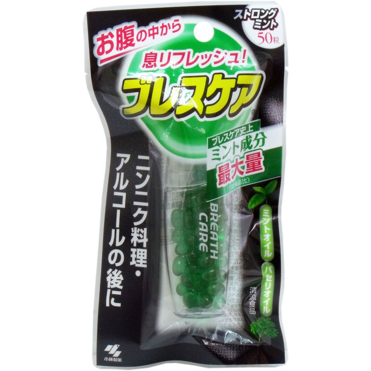 Breath Care Strong Dark Mint แคปซูลน้ำหอมที่ให้ลมหายใจหอม กลิ่นมิ้นต์เข้มข้น เพื่อลมหายใจสดชื่นจากกระเพาะอาหาร ช่วยลดกลิ่นปากชนิดซอฟเจล เพื่่อมารยาทในการหายใจกับตัวเองและผู้คนรอบข้างค่ะ