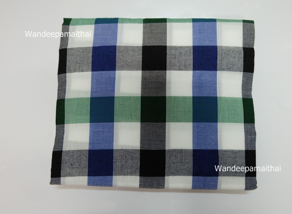ผ้าขาวม้า ตากลาง สีเขียวดำน้ำเงิน