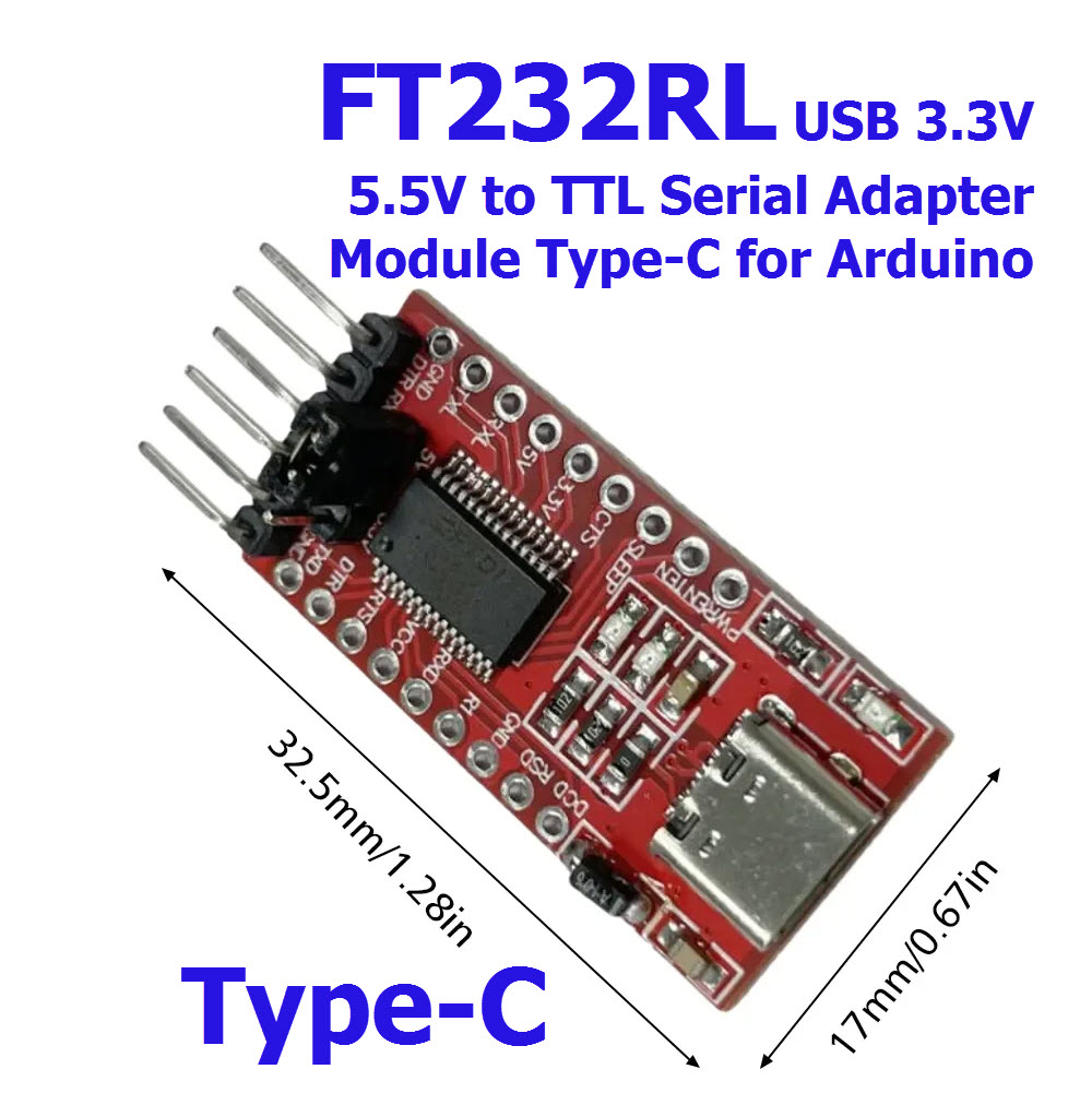FT232RLTYPE-C USB 2.0 3.3V 5.5V to TTL Serial Adapter Module for Arduino FT232 Pro Mini