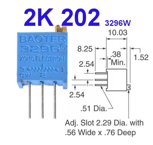 VR เกือกม้า 2 Kohm (202) 3296W Trimpot Variable Resistor (Trimmer Potentiometer)