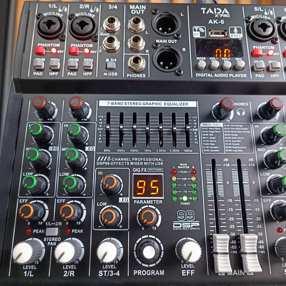 TADA AK-6 MIXER มิกเซอร์ มิกเซอร์อนาล็อก 6 แชนแนล มิกซ์ เครื่องผสมสัญญาณเสียง ธาดา AK 6 AK6 เอไอ-ไพศาล