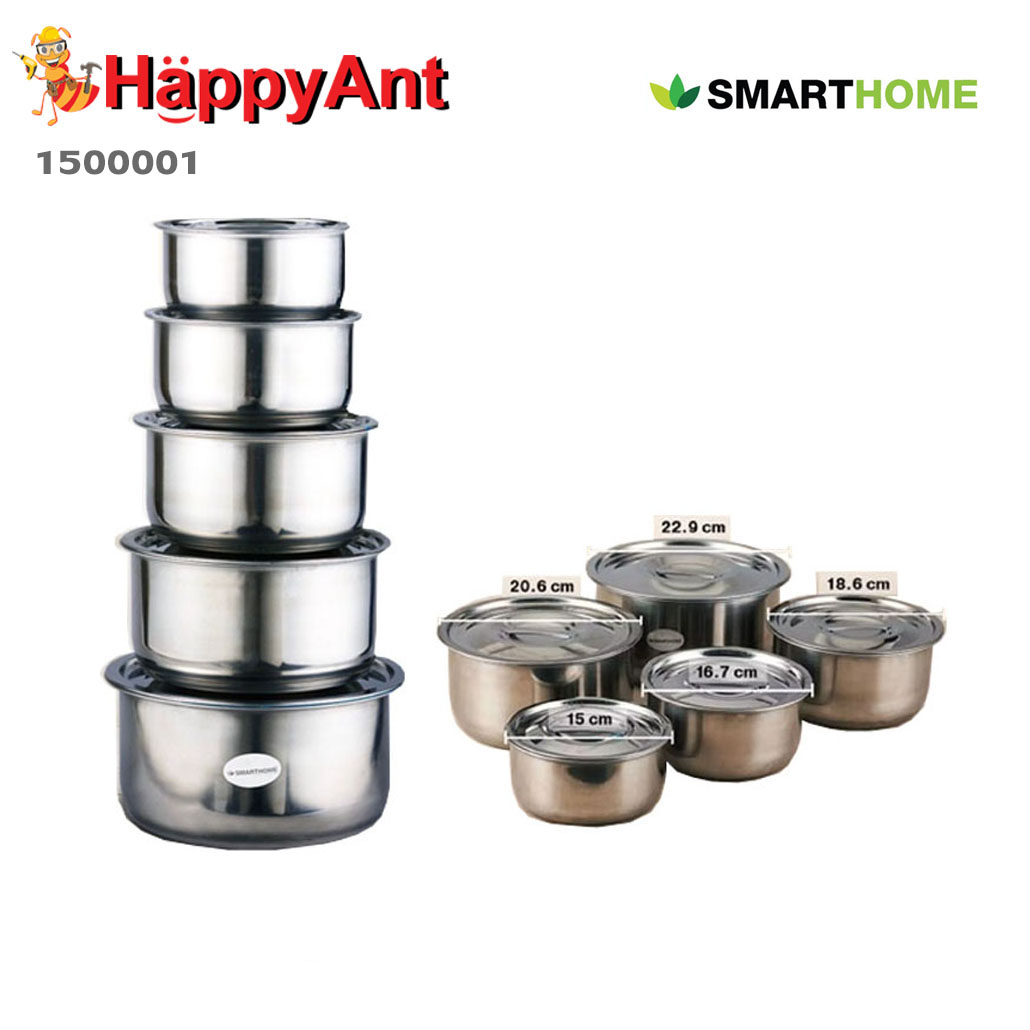 1500001 smart home ชุดหม้อแขก สแตนเลส SM-POT06