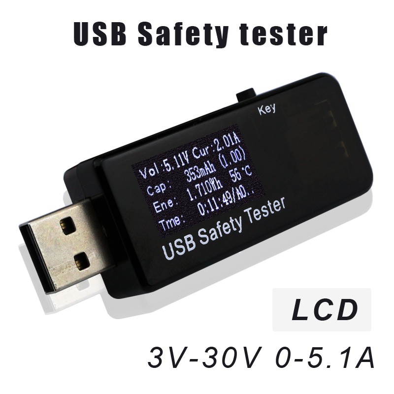 (J7-T) 3V-30V 5.1A USB Tester Digital Dispay Current Voltage Charger Capacity Doctor powerbank meter voltmeter
