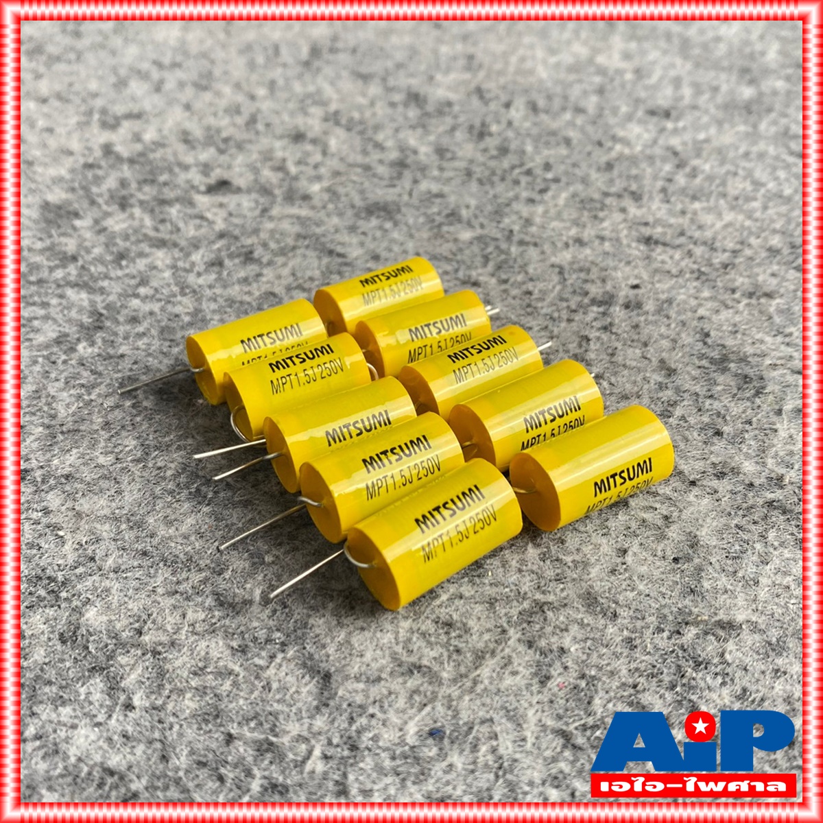 ถุง10ตัว MITSUMI 1.5UF 250V Cสีเหลือง MET คาปาซิเตอร์ C1.5/250V C1.5/250Vสีเหลือง ซีเสียงแหลม 1.5/250V ซีตัดเสียงแหลม เอไอ-ไพศาล