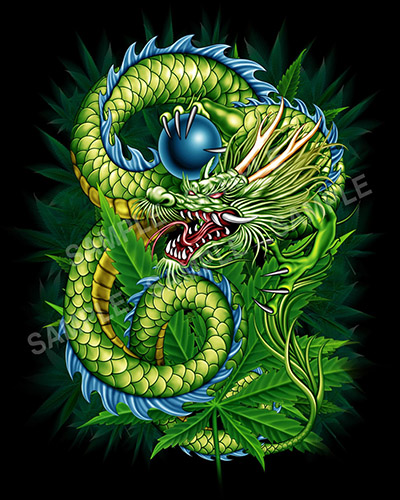 ลายสกรีนฮาฟโทนแนวใบกัญชา
