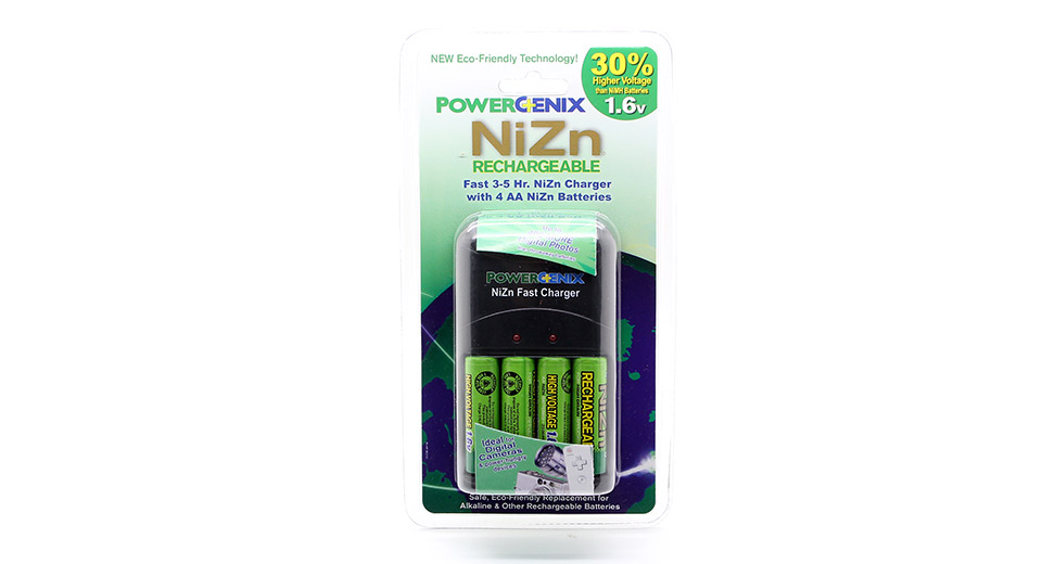 4 NiZn 1.6V 2500mWh AA Battery GENIX + PowerGenix ZR-PGX1HRAA-4B Charger +1 Case