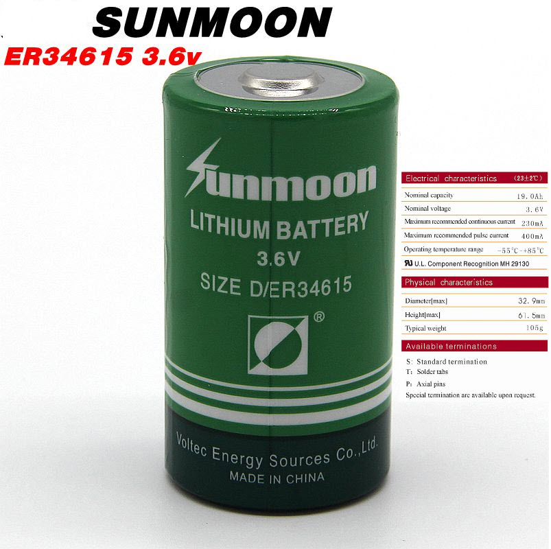 ER34615 type D 3.6V lithium battery ER34615 With Plug for PLC