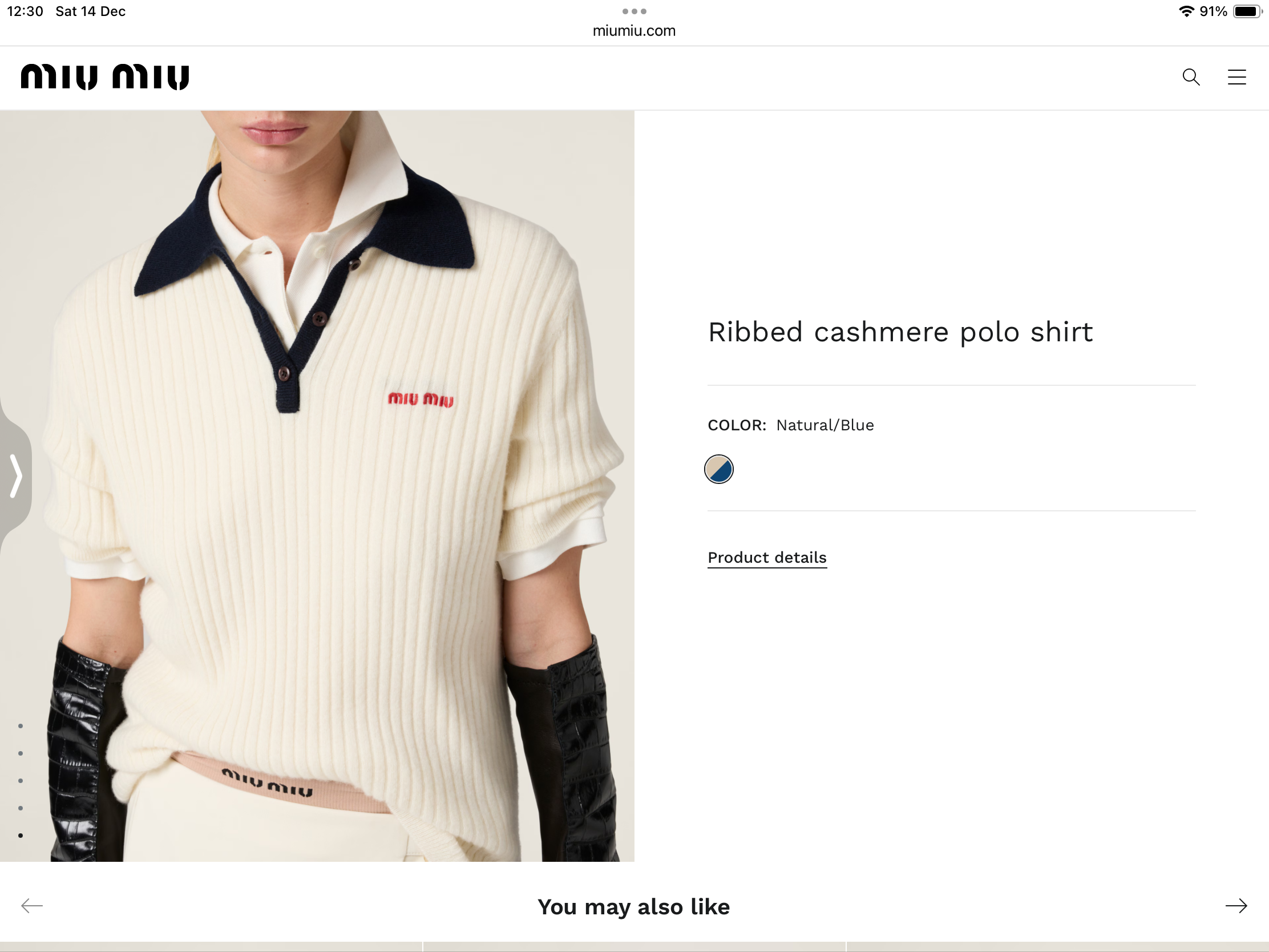 **do** เสื้อ MiuMiu Ribbed cashmere polo shirt ผ้านุ่มมากยืดได้เยอะ มี 2 สีให้เลือก สินค้าใหม่ ของแท้