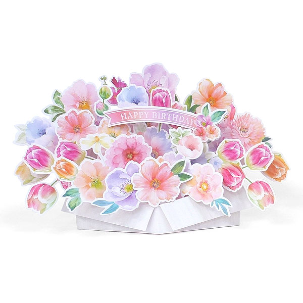 การ์ดวันเกิด Pop-Up ญี่ปุ่น ดอกไม้สามมิติ Happy Birthday