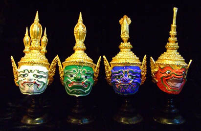 หัวโขนจำลอง ขนาด 5 นิ้ว รูปยักษ์ พร้อมขาตั้ง งานประณีต งดงาม