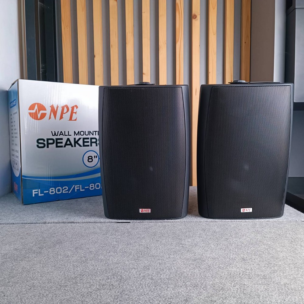 1คู่ 2ใบ ตู้ลำโพง NPE 8 นิ้ว รุ่น FL-802 สีดำ ลำโพงติดผนัง FL802 พร้อมขาแขวน ลำโพงแขวน 8 นิ้ว FL802 FL 802 ลำโพง ติดผนัง