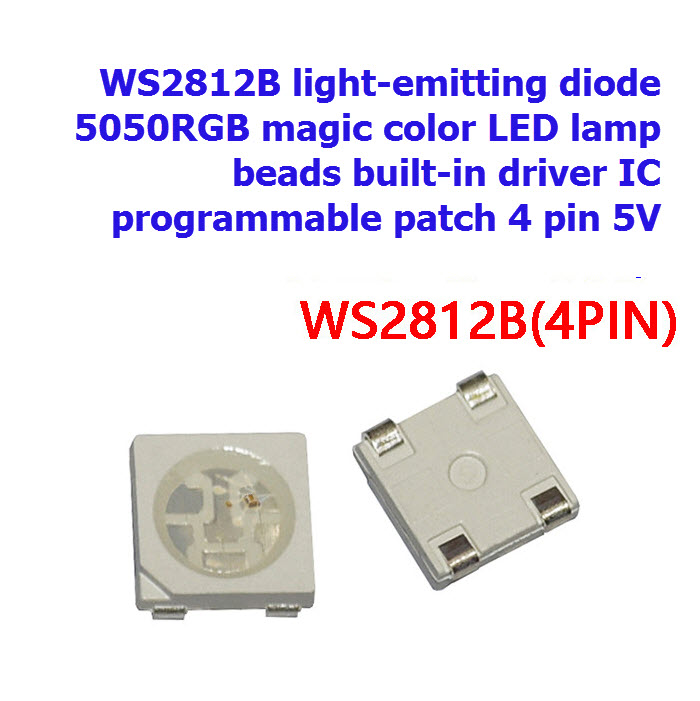 WS2812B light-emitting diode 5050RGB magic color LED lamp beads built-in driver IC programmable patch 4 pin 5V