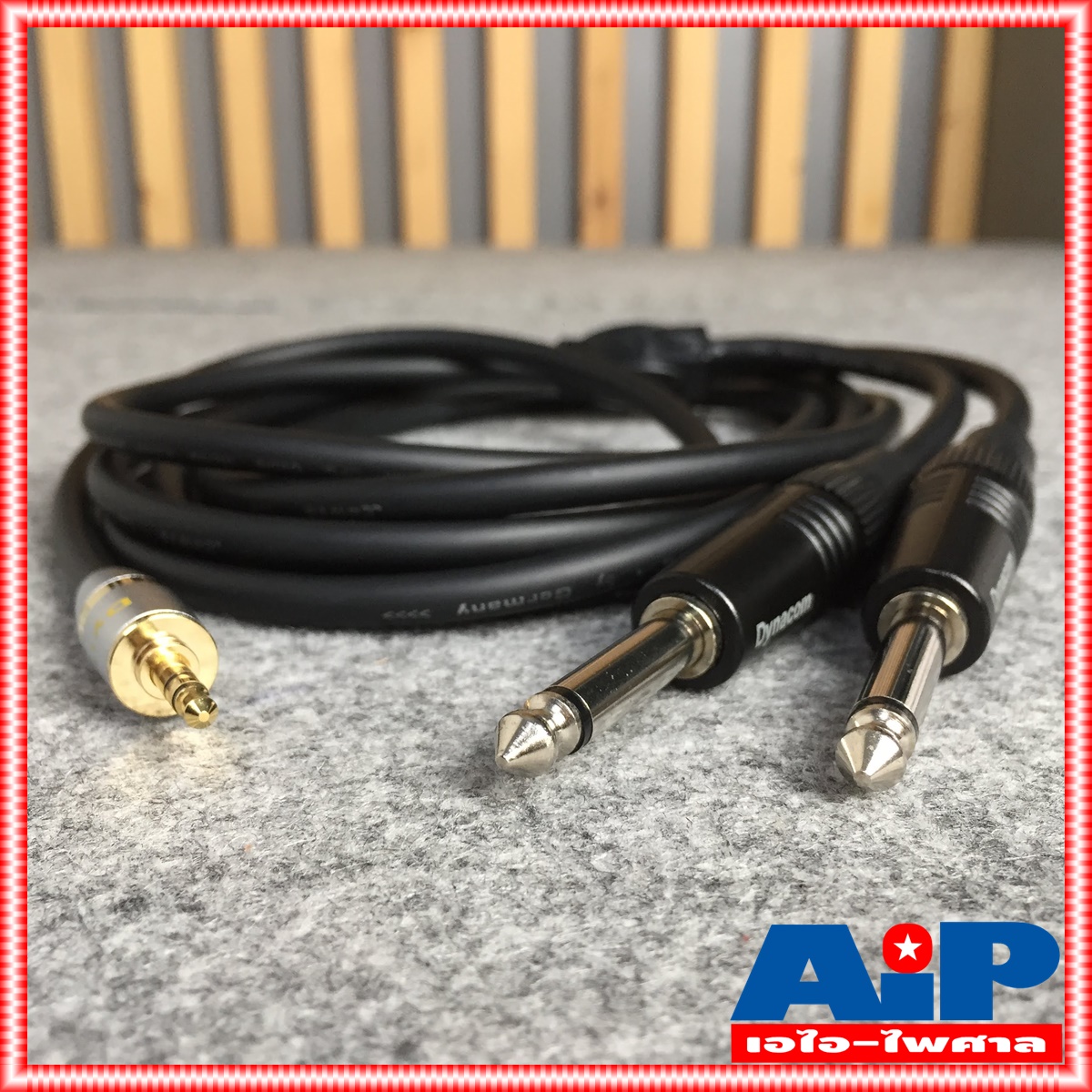 3เมตร DYNACOM สายP.TR-STออกP.MICเหล็กx2 J296/J304 สายดำ สายสัญญาณเสียง P.MONO 2P +TRS 3เมตร ยาว3เมตร เอไอ-ไพศาล
