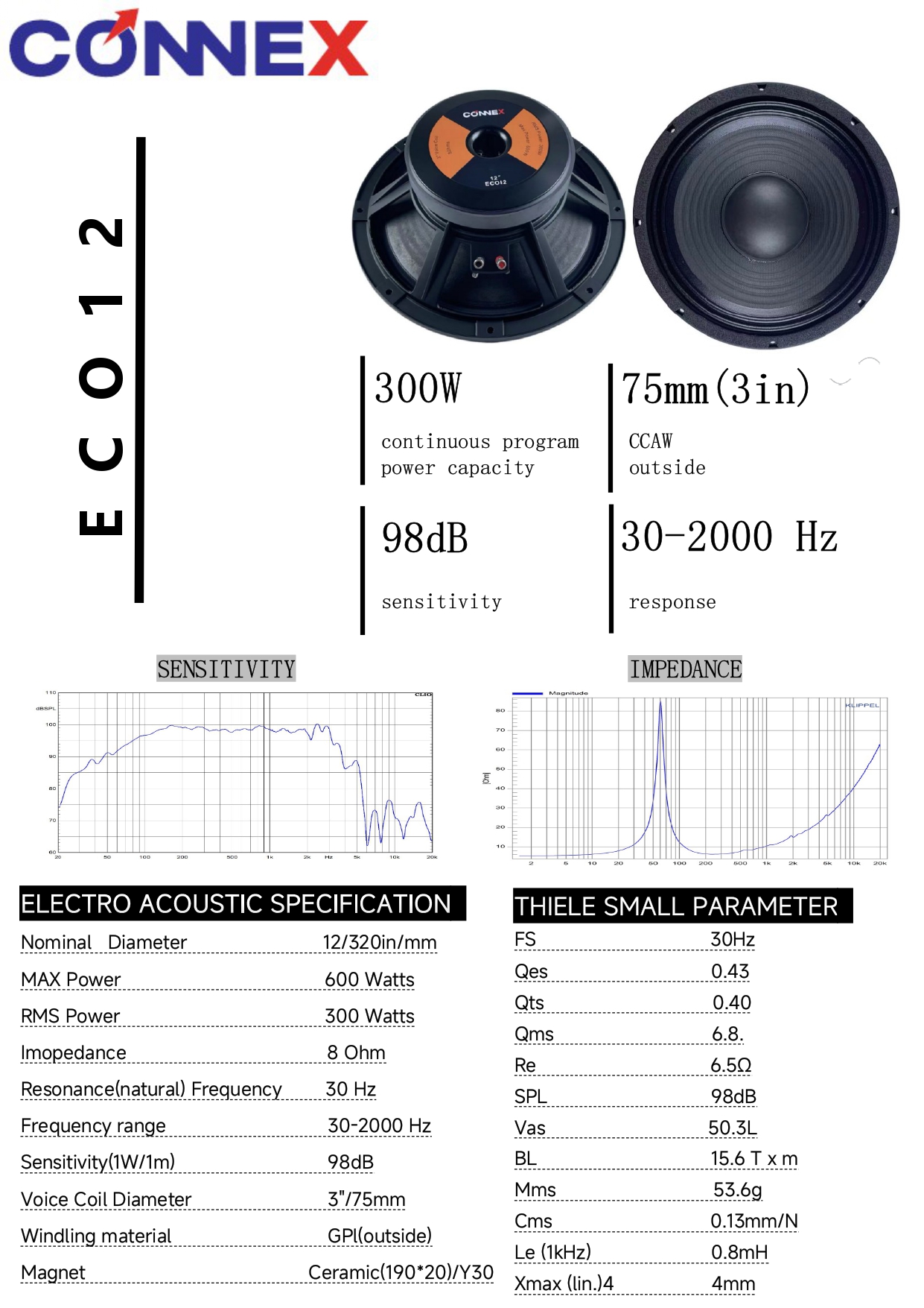 CONNEX ECO-12 ลำโพง12นิ้ว ดอกลำโพงกลางแจ้ง โครงหล่อเหล็ก คอนเน็กซ์ 12" ECO 12 ECO12 เอไอ-ไพศาล