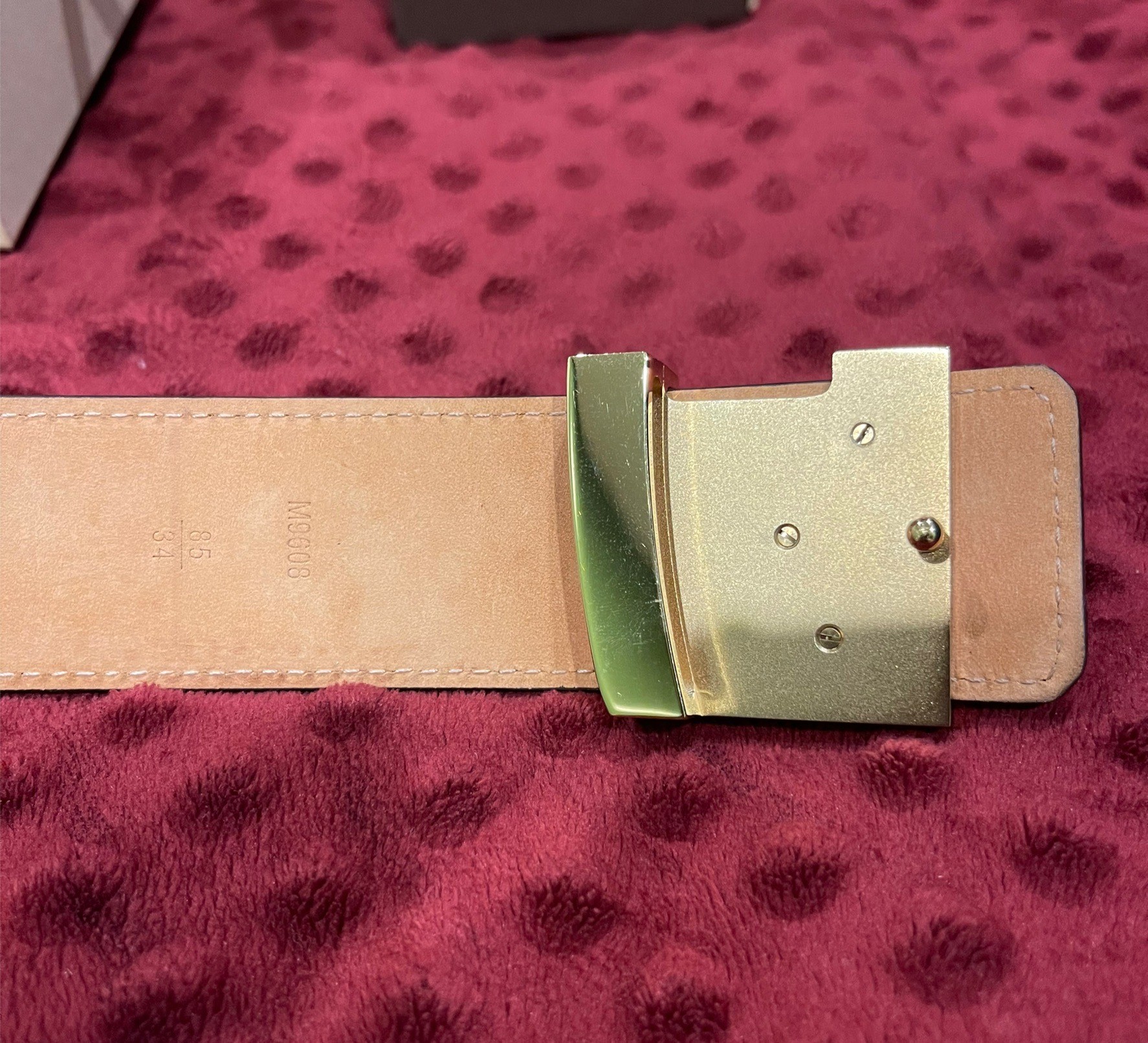 เข็มขัด Louis Vuitton Initials Monogram Brown Tan Gold Logo สภาพ 90 % เหมือนใหม่