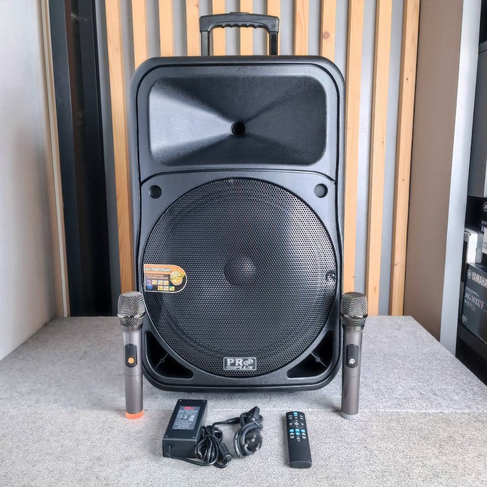 PROPLUS UX-15 ตู้ล้อลาก15นิ้ว ไมค์2ตัว UHF ปรับความถี่ได้ รองรับสัญญาณ Bluetooth บลูทูธ อัดเสียงได้ MP3/USB UX 15 UX15 ความถี่ใหม่ กสทช เอไอ-ไพศาล