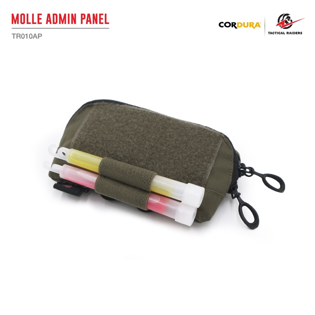 กระเป๋าเสริมติดเวส สีดำ-สีเขียว Molle Admin Panel [ TR010AP ] ( Tactical Rider )