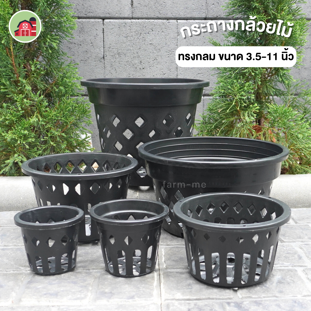 กระถางกล้วยไม้ ทรงกลม ขนาด 1-11 นิ้ว (ขายส่ง)