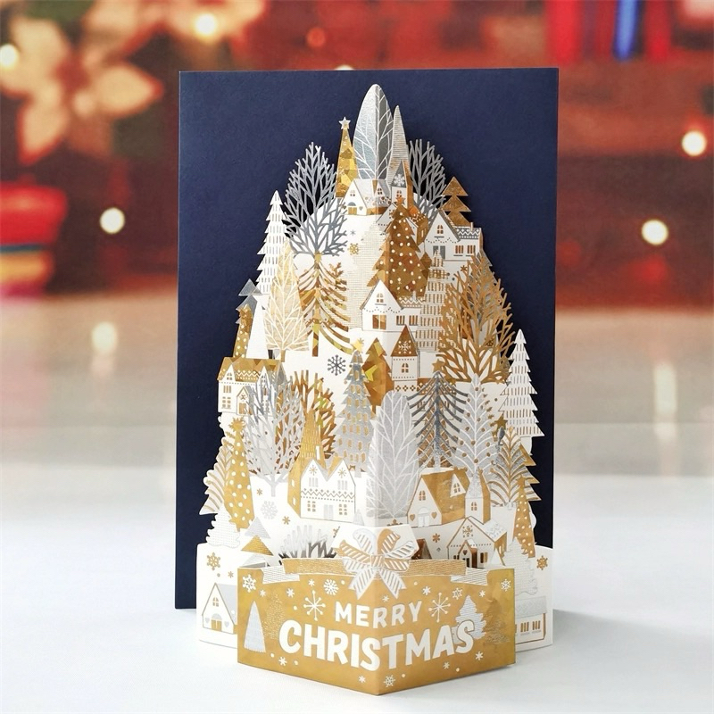 การ์ดคริสต์มาส ลายฉลุซ้อนสามมิติ Merry Christmas