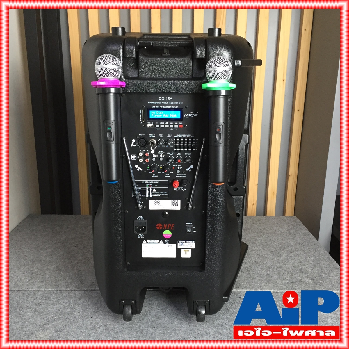 1ตู้ NPE DD-15A ตู้ ลำโพง USB บูลทูธ ไมค์ลอย 2ตัว ตู้ลำโพง 15นิ้ว DD 15 A อเนกประสงค์ ล้อลาก เอไอ-ไพศาล