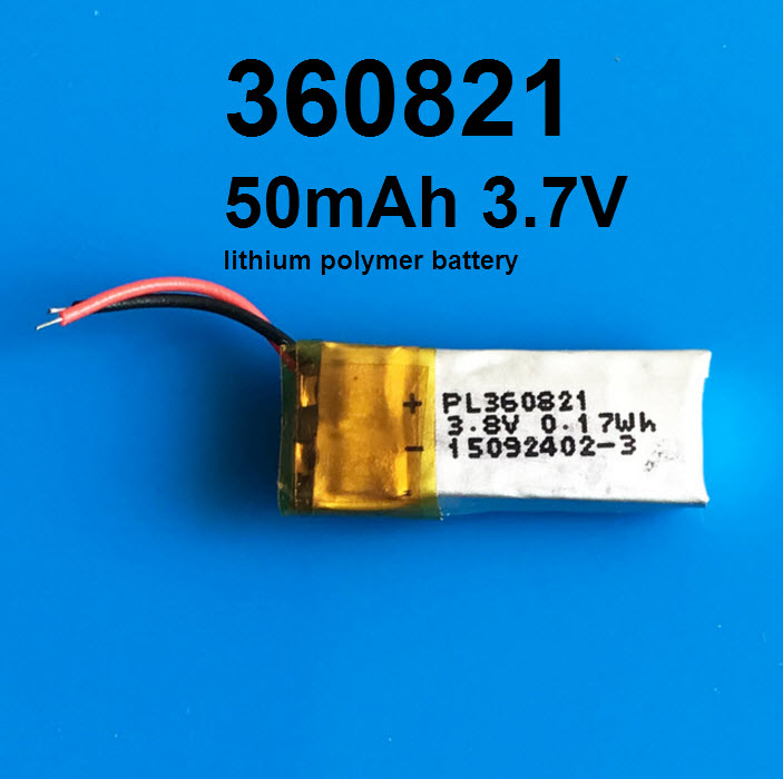 360821 3.7V 50mAh Li-polymer Rechargeable Battery Li-Po