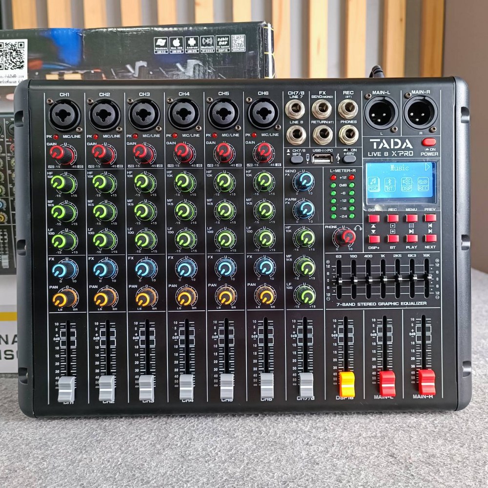 TADA LIVE-8 MIXER มิกเซอร์ ธาดา LIVE 8 LIVE8 Bluetooth มี USB เล่น Mp3 ได้ มีเอฟเฟกแท้ effect EQ 7 แบนด์ มี REC บันทึกเสียงได้ เอไอ-ไพศาล