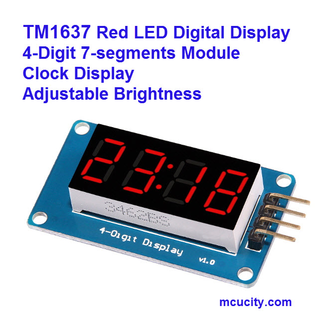 TM1637 Red LED 4-Digit 7-segments Module Clock Display Adjustable Brightness