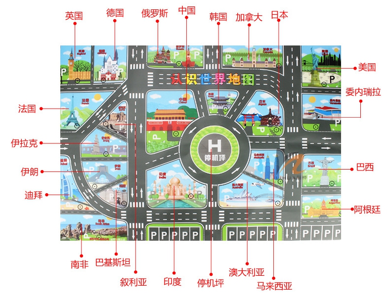 ชุดป้ายเครื่องหมายจราจร แผ่นผังเมือง (สองภาษา)