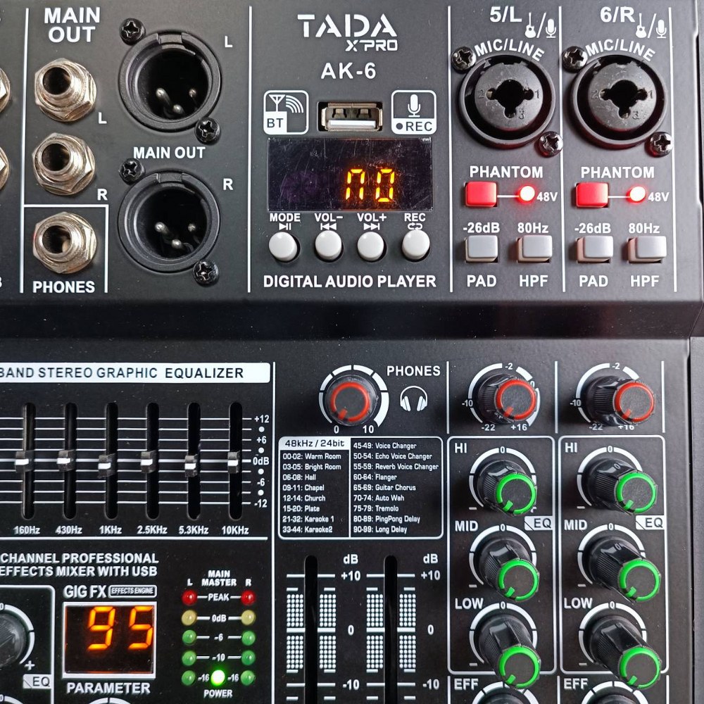 TADA AK-6 MIXER มิกเซอร์ มิกเซอร์อนาล็อก 6 แชนแนล มิกซ์ เครื่องผสมสัญญาณเสียง ธาดา AK 6 AK6 เอไอ-ไพศาล