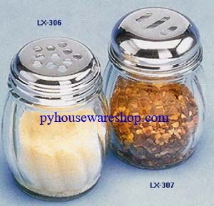 ขวดชีสและพริกป่นขวดแก้วฝาสเตนเลส,ขวดแก้วทรงอ้วนใส่ชีส 6ออนซ์, Cheese and Spice Shaker