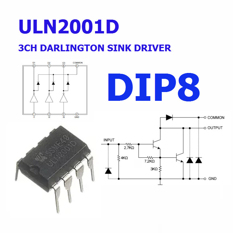 ULN2001D 3CH DARLINGTON SINK DRIVER