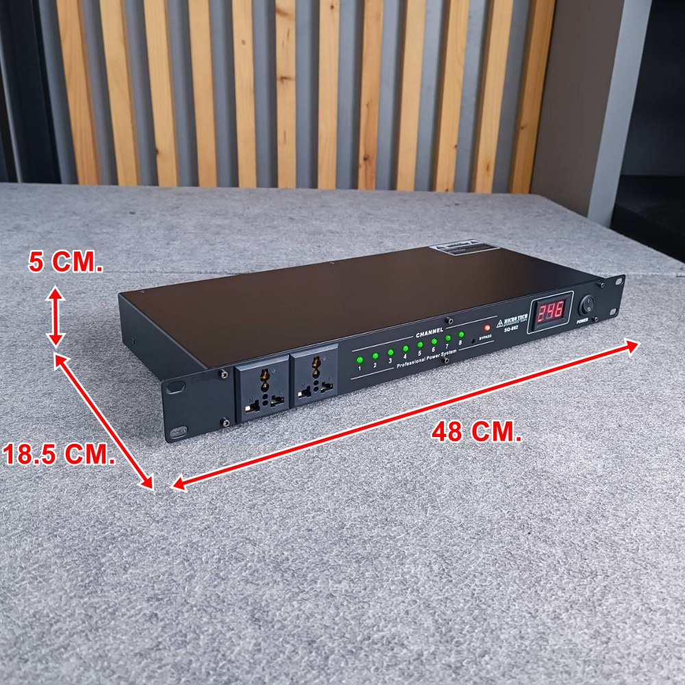 MICROTECH SQ-802 ปลั๊กซีเควนซ์ จออาจมีการเปลี่ยนสีขึ้นกับล็อตผลิต สายไฟขนาดใหญ่ 3x4 SQ.MM เบรคเกอร์ติดแร็ค จ่ายไฟเข้าระบบเป็นลำดับหน่วงเวลา SQ802 SQ 802 เอไอ-ไพศาล