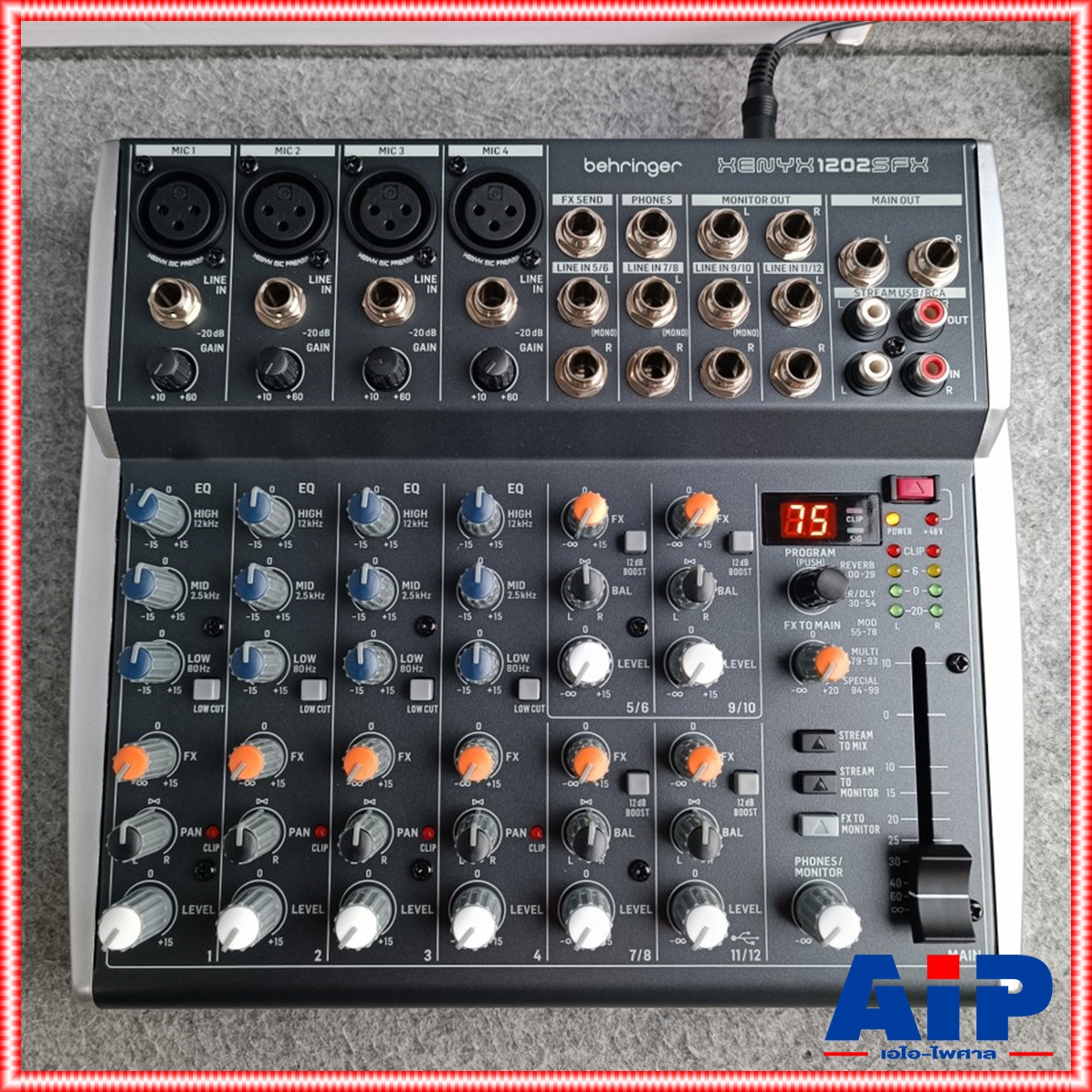 BEHRINGER XENYX-1202SFX mixer มิกเซอร์ 12-Input 2-Bus Mixer with XENYX Mic Preamps, British EQs and 24-Bit Multi-FX Processor มิกเซอร์ แบบอนาล็อค XENYX 1202FX +++ เอไอ-ไพศาล