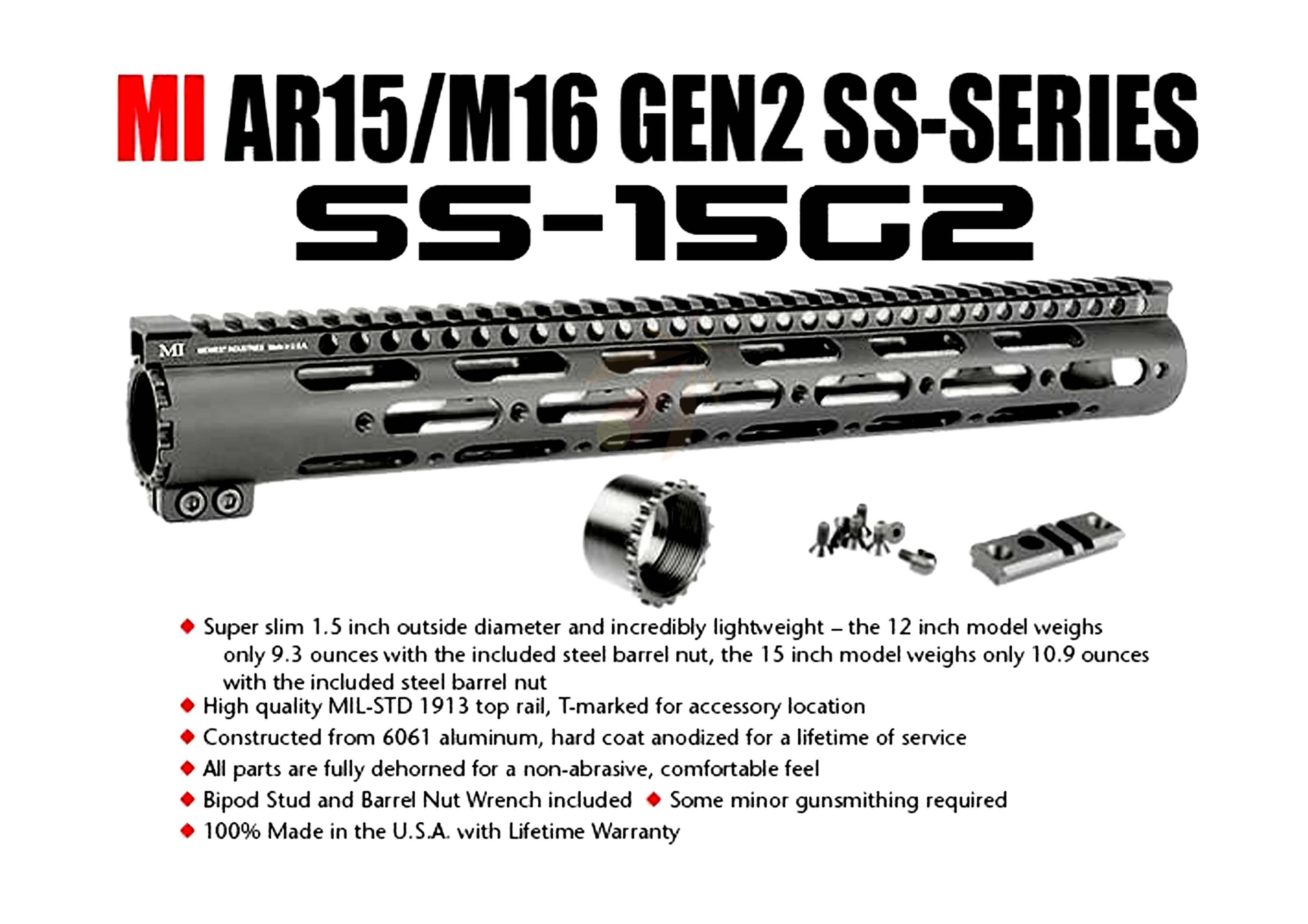 Midwest MI-SS15G2 Free Float Handguard SS-15 Gen 2 MI-SS15G2