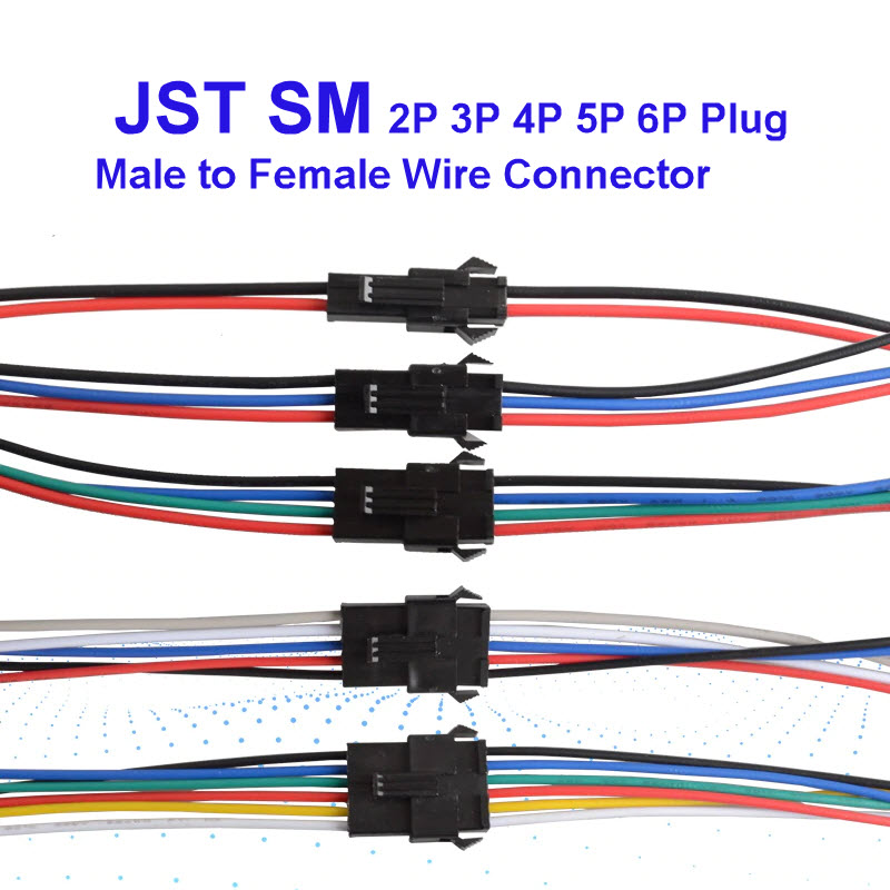 JST SM Male Female Plug Connector Cable 2pin 3pin 4pin 5pin 6pin
