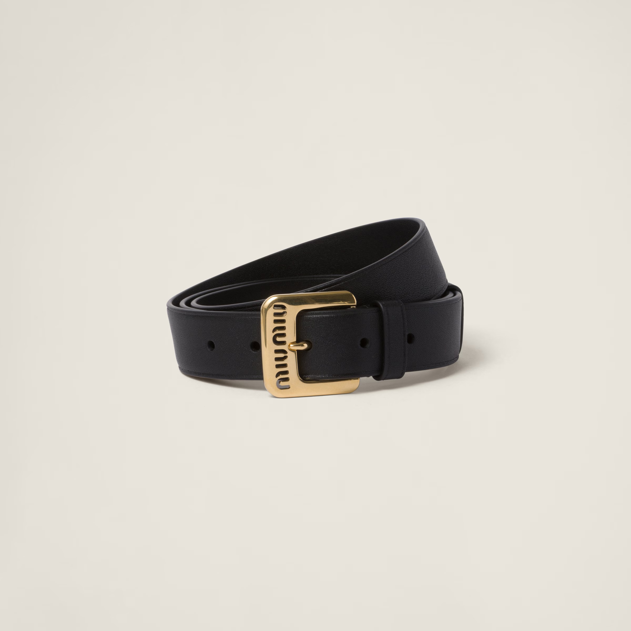 **do** เข็มขัดหนัง Miu Miu Nappa leather belt Unisex ขนาด 3cm สินค้าใหม่ ของแท้