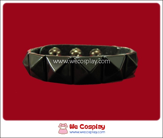 สร้อยข้อมือพังค์ Punk Wristband ตอกหมุด 1 แถว สีดำ