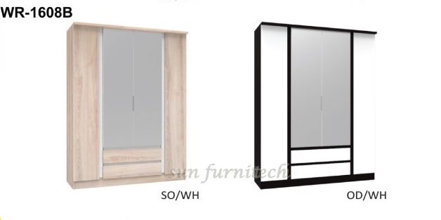 ตู้เสื้อผ้าขนาด 160 ซม.4 บานเปิด ปิดผิวเมลามีน exclusive รุ่น WR-1608A,B