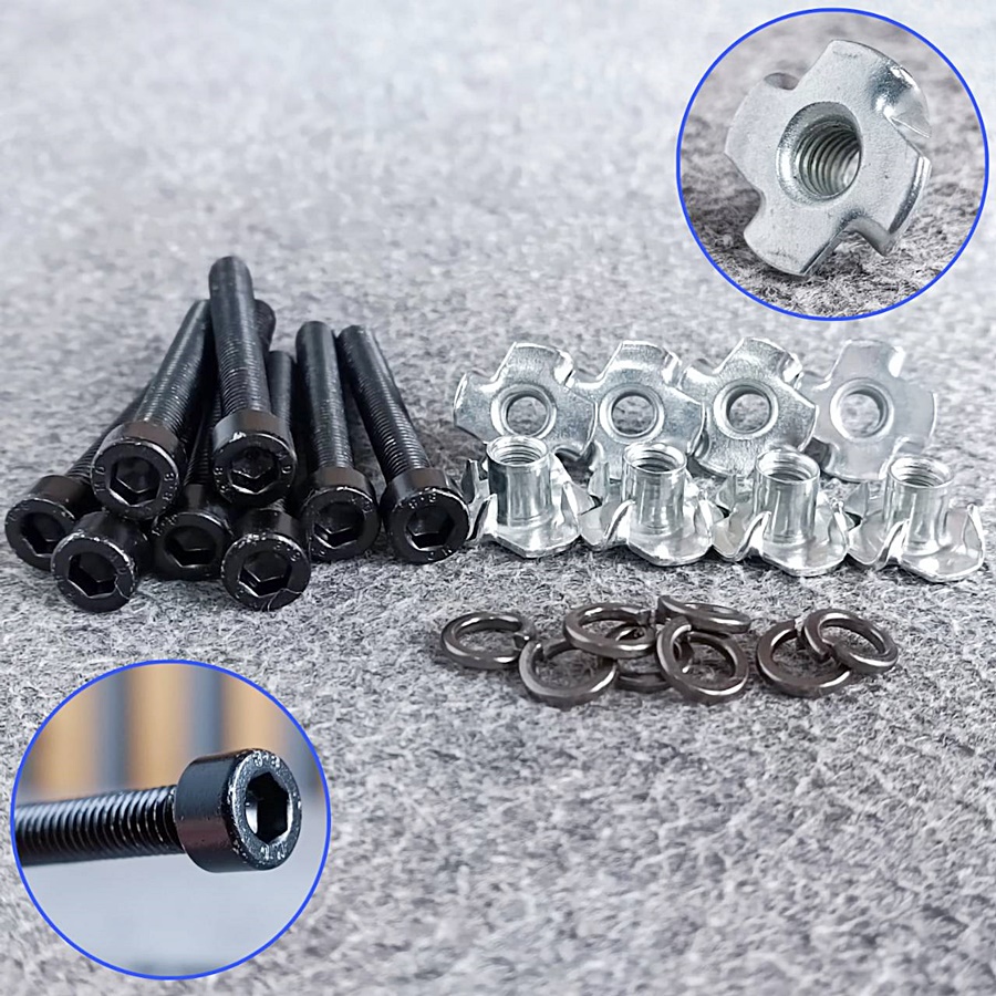 ถุง8ชุด น๊อตหัวหกเหลี่ยม 50mm พร้อม T-NUT M6 น็อตยึดลำโพง สกรู น็อตยึดร่อง น็อตสำหรับตู้ลำโพง เอไอ-ไพศาล