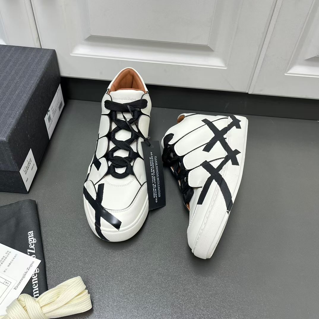 **do**รองเท้าผู้ชาย Zegna Leather Tiziano Sneakers บู้ทสั้น มี 2 สี สินค้าใหม่ ของแท้