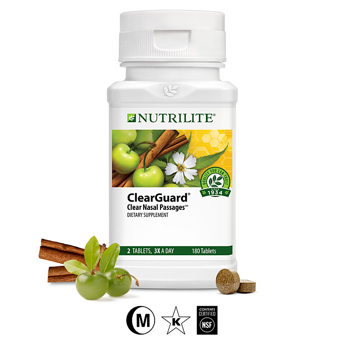 NUTRILIT Clear Guard 180 tablets เกี่ยวกับภูมิแพ้ นะค่ะ การรับประทาน ครั้งละ 2 เม็ด หลังอาหาร 3 เวลาค่ะ