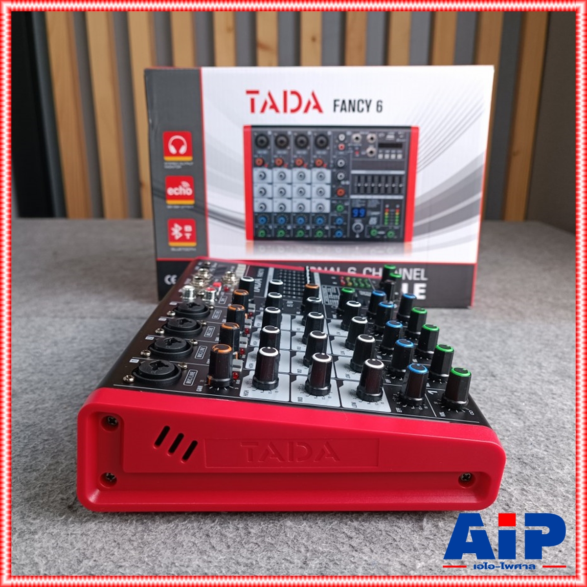 TADA FANCY-6 MIXER สีแดง มิกเซอร์ TADA Fancy 6 ช่องสัญญาณ 4 โมโน 1 สเตอริโอ แจ็ค combo มี Bluetooth มี USB เล่น Mp3 ได้ มีเอฟเฟกแท้ effect EQ 7 แบนด์ มี REC เรดคอร์ด สามารถ บันทึกเสียงได้ เอไอ-ไพศาล
