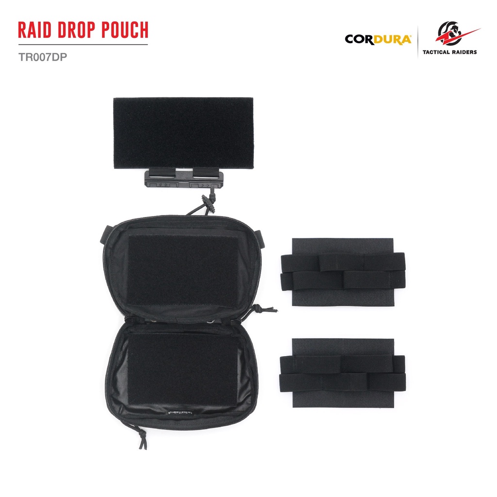 กระเป๋าเสริมติดเวส สีดำ-สีเขียว RAID DROP POUCH [ TR007DP ] ( Tactical Rider )