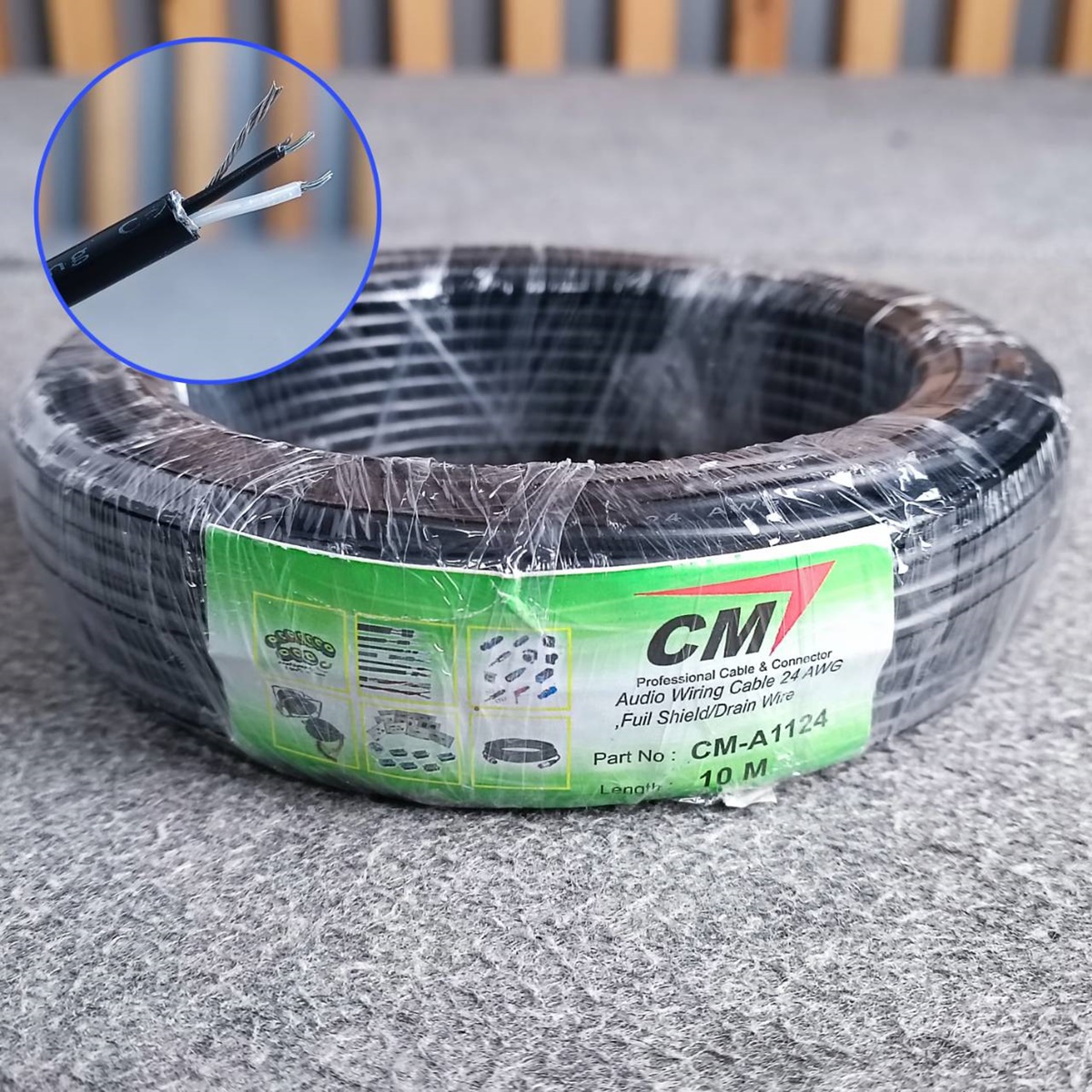 ขด10เมตร CM สายชีลด์ สเตอริโอ 4mm 24awg CM-A1124 สายสัญญาณ สายไมค์ CM A1124 เอไอ-ไพศาล