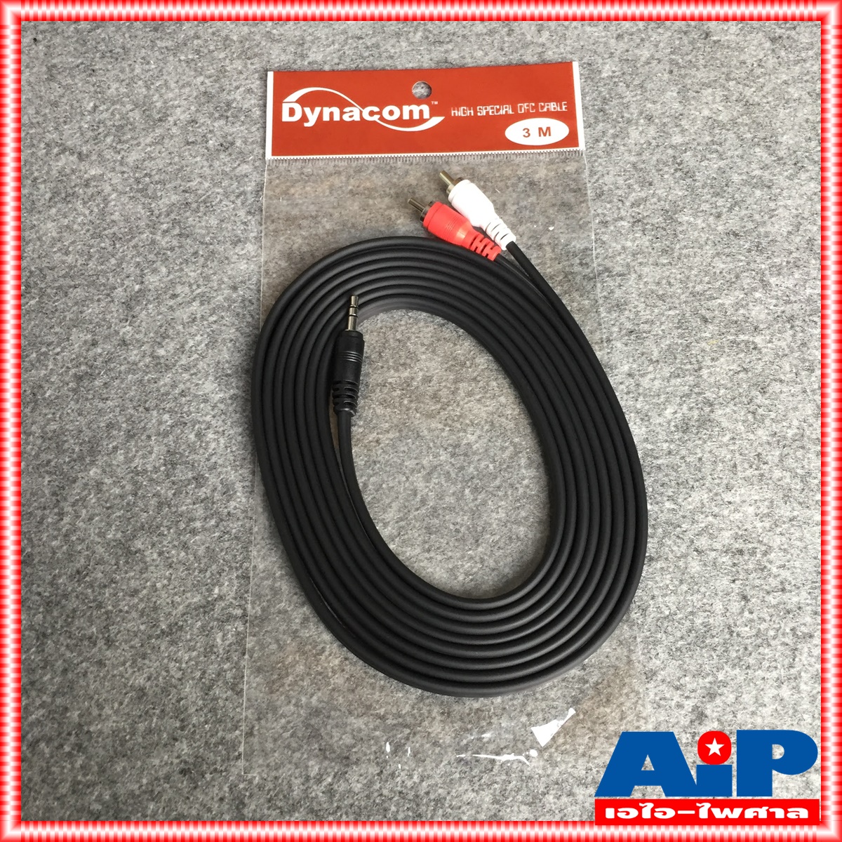 3เมตร สายสัญญาณสเตริโอ TRST 3.5 to RCA 2 หัว DYNACOM J015-7 สาย P.TR-ST - P. RCA x2 3เมตร สาย TR-ST ออก RCA x2